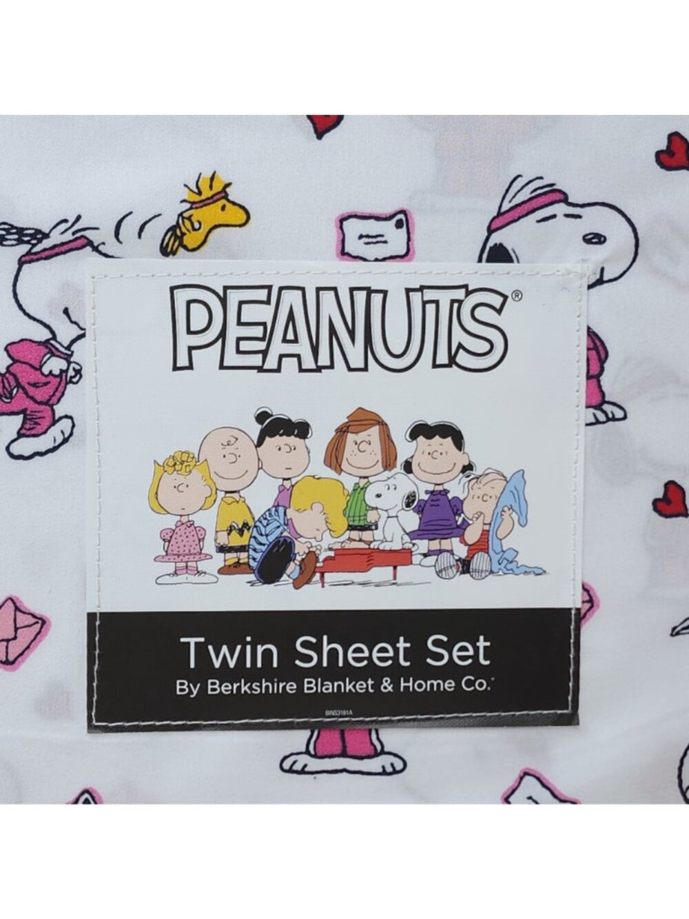 Peanuts Snoopy Twin Sheet Set By Berkshire Valentines Letters Hearts - Picture 3 of 7
